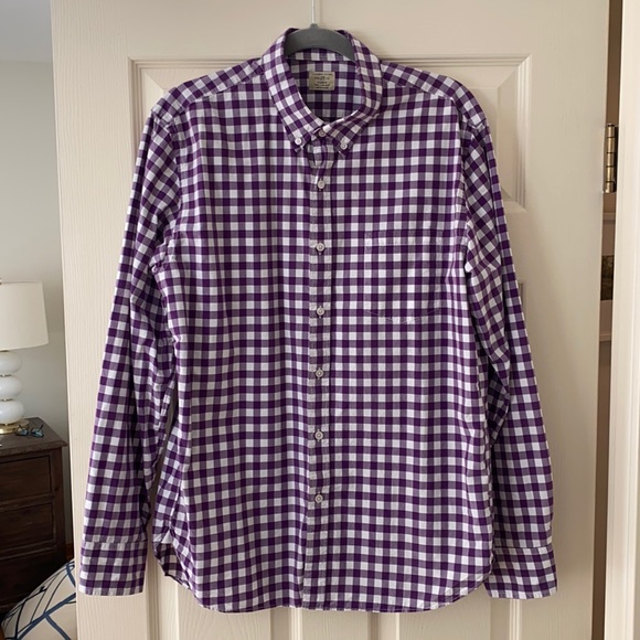 J Crew purple gingham plaid button down